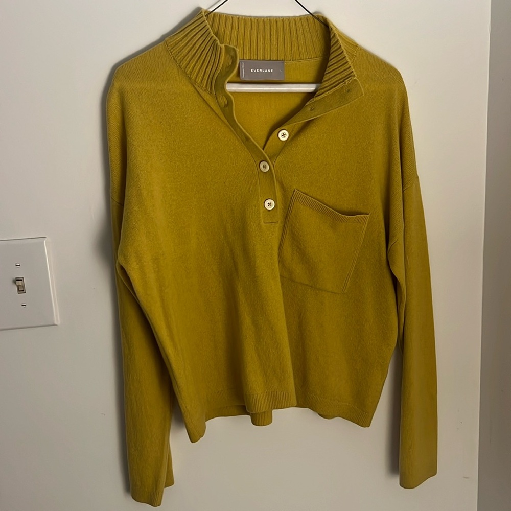 Chartreuse/yellow-ish quarter button sweater